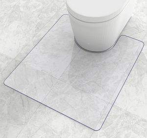 Toilet Bath Mat U-Shaped Crystal Clear Commode Contour Rug Bathroom Mat for Toilet Base Non-Slip Waterproof Wipe to Clean and Dries Quickly