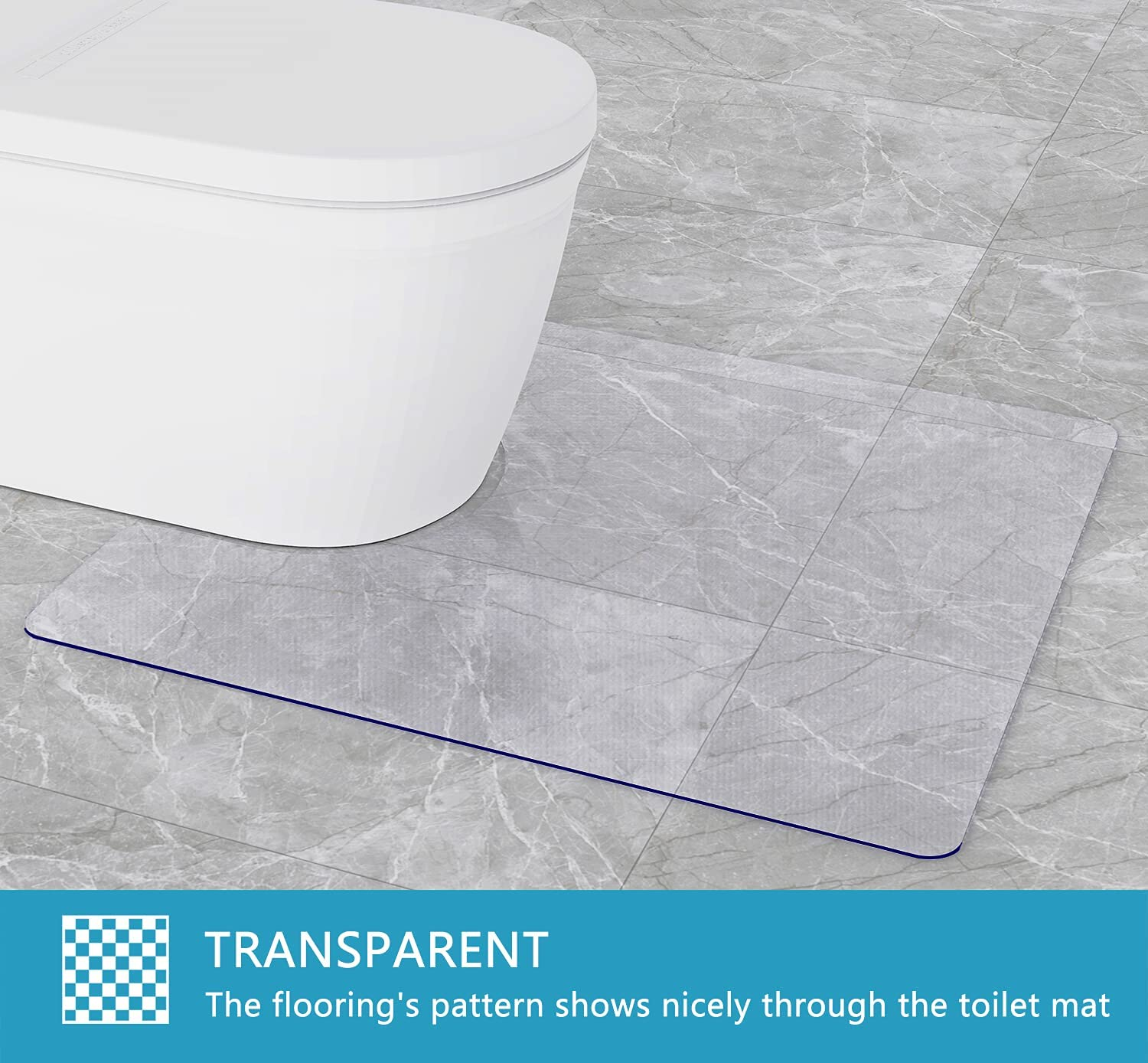 Toilet Bath Mat U-Shaped Crystal Clear Commode Contour Rug Bathroom Mat for Toilet Base Non-Slip Waterproof Wipe to Clean and Dries Quickly