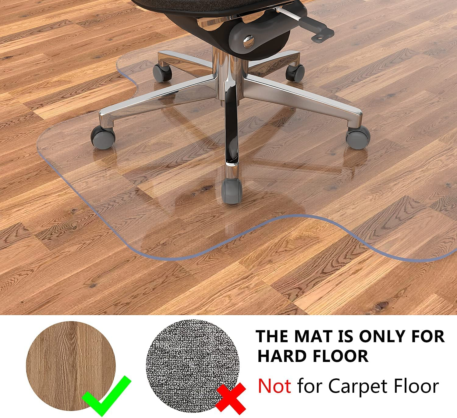 Crystal Clear Office Chair Mat with Lip for Hard Floors 