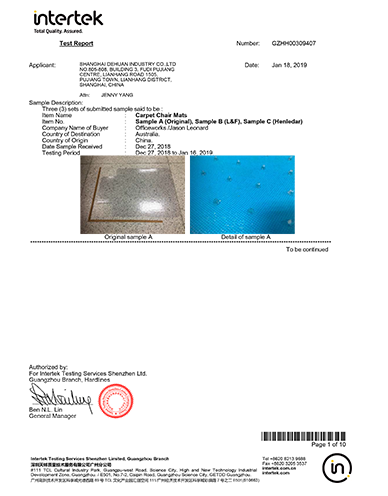 INTERTEK CERTIFICATE