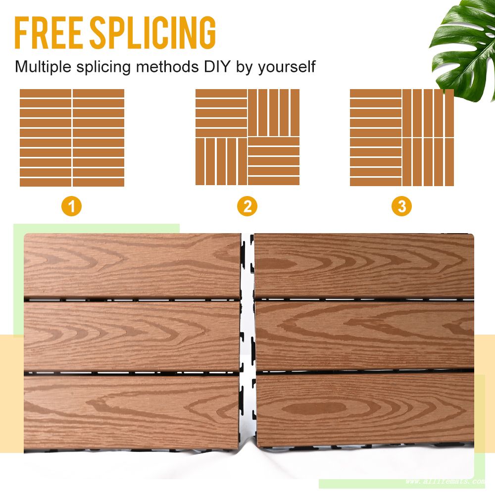 Outdoor Wood Plastic Decking Tiles WPC DIY Interlock Tiles