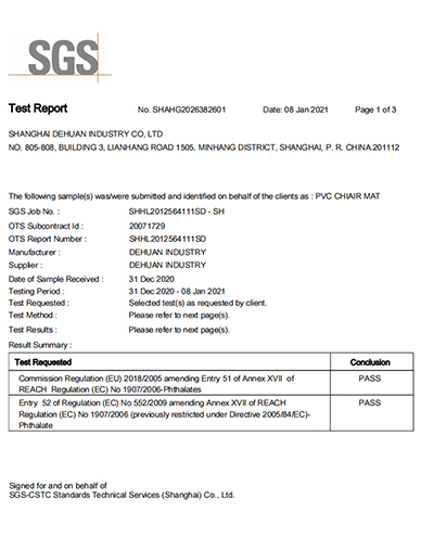 SGS CERTIFICATE - REACH
