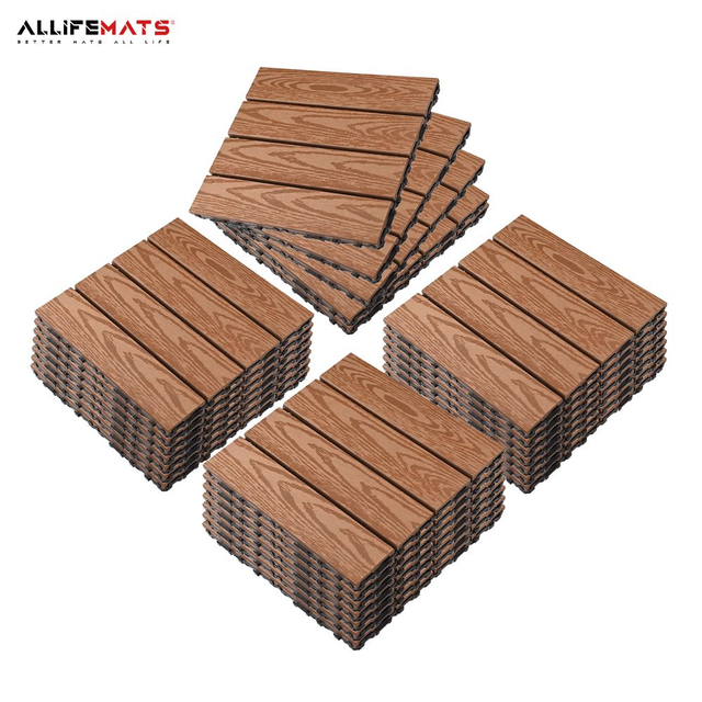 Outdoor Wood Plastic Decking Tiles WPC DIY Interlock Tiles