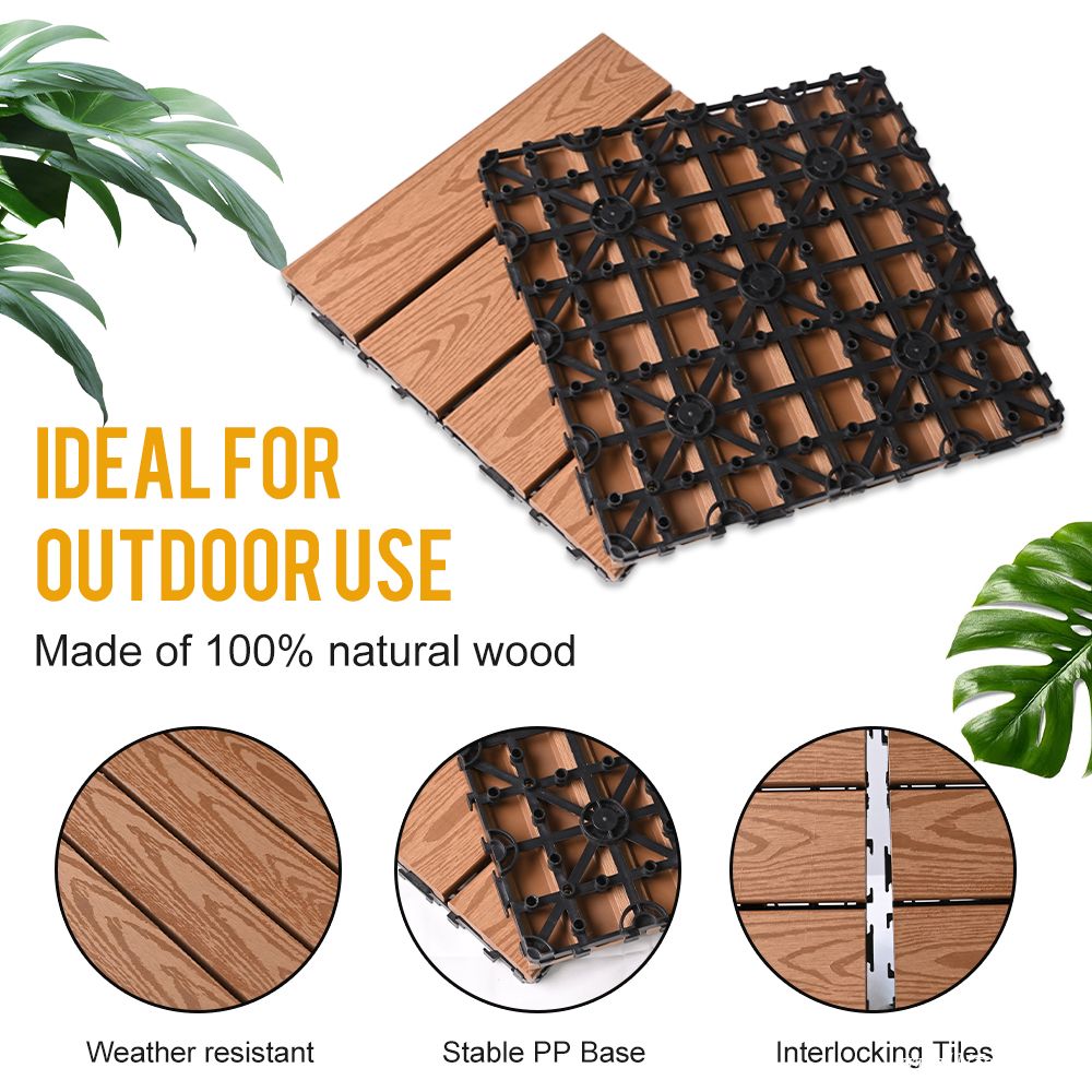 Outdoor Wood Plastic Decking Tiles WPC DIY Interlock Tiles