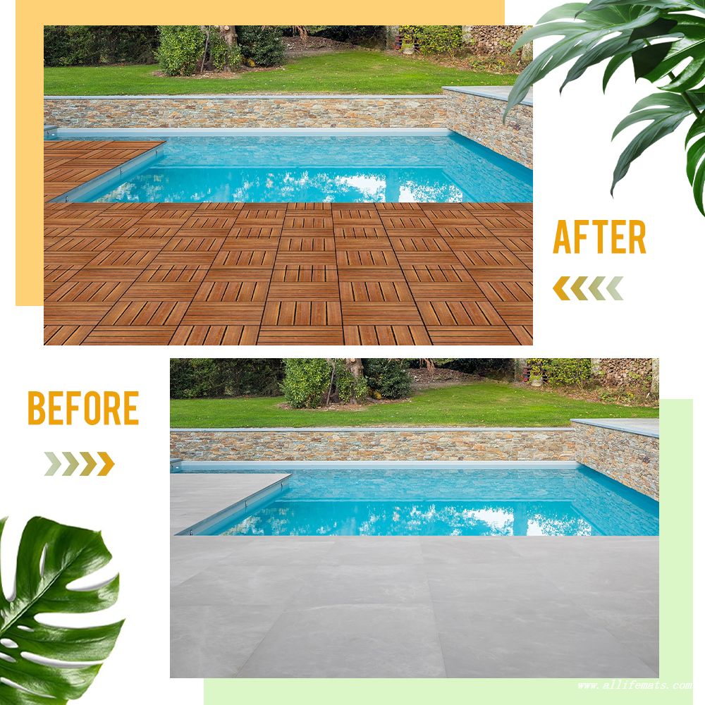 Outdoor Wood Plastic Decking Tiles WPC DIY Interlock Tiles