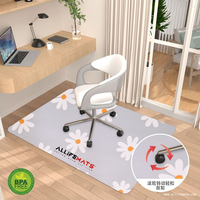 ALLIFEMATS Little Daisy Pattern Chair Mat for Wood Floor